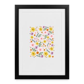 Motif magique floral aquarelle - Affiche encadrée (27 × 37 cm) - noir - Devant