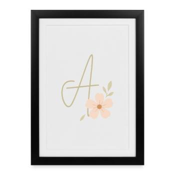 Monogram A Floral - Framed poster (27 × 37 cm) - black - Front