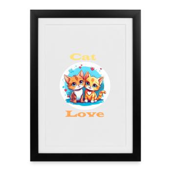 Amour de chat - Affiche encadrée (27 × 37 cm) - noir - Devant