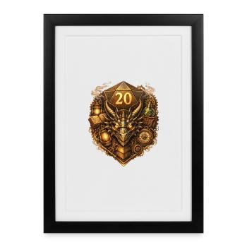 T-shirt Donjons & Dragons steampunk fantasy - Affiche encadrée (27 × 37 cm) - noir - Devant