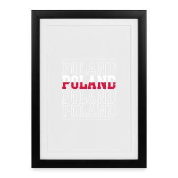 Poland Flag Typographic Repeat - Framed poster (27 × 37 cm) - black - Front