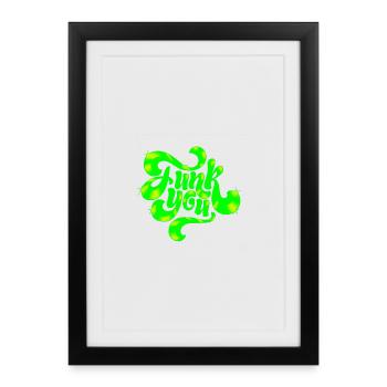 Conception de texte punk néon vert - Affiche encadrée (27 × 37 cm) - noir - Devant