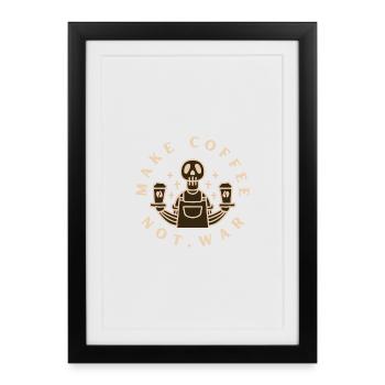 Make Coffee Not War Café - Framed poster (27 × 37 cm) - black - Front