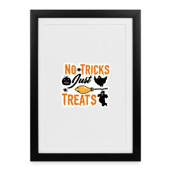 Pas d’astuces, juste des friandises Design d’Halloween - Affiche encadrée (27 × 37 cm) - noir - Devant