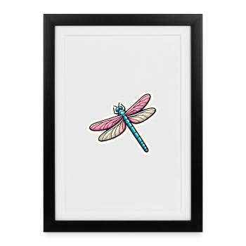 Dragonfly in pastel - Framed poster (27 × 37 cm) - black - Front