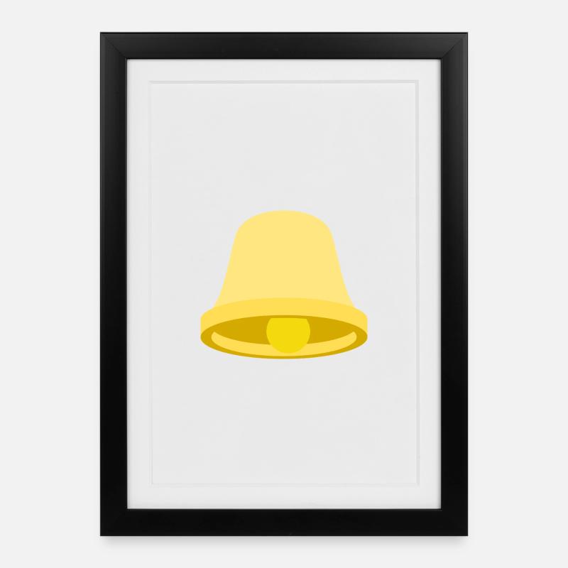 Gelbe Glocke Icon – Minimal - Gerahmtes Poster (27 × 37 cm) - Schwarz