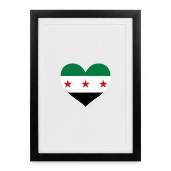Syria Heart with Syrian Flag for Freedom - Framed poster (27 × 37 cm) - black - Front