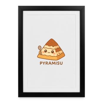Pyramisu Kawaii Tiramisu - Gerahmtes Poster (27 × 37 cm) - Schwarz - Vorne