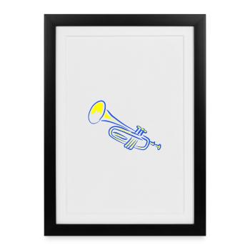 Illustration de trompette - Affiche encadrée (27 × 37 cm) - noir - Devant