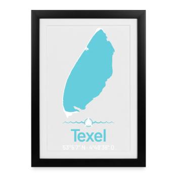 Texel | Carte de conception - Affiche encadrée (27 × 37 cm) - noir - Devant