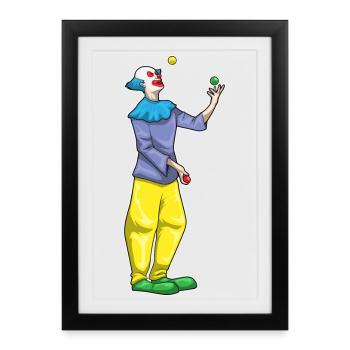 Clown Halloween Juggling - Framed poster (27 × 37 cm) - black - Front