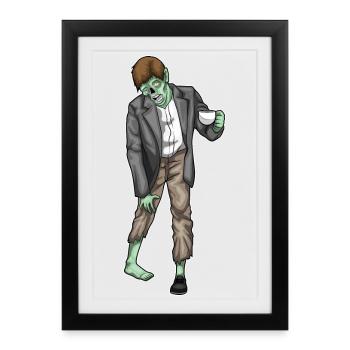 Zombie Halloween Coffee - Framed poster (27 × 37 cm) - black - Front