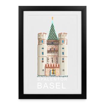 Basel, Spalentor, Schweiz - Gerahmtes Poster (27 × 37 cm) - Schwarz - Vorne