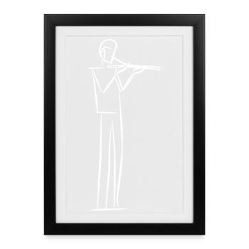 Flautist Line Art - Framed poster (27 × 37 cm) - black - Front