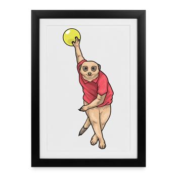 Suricate Bowling Boule de bowling - Affiche encadrée (27 × 37 cm) - noir - Devant