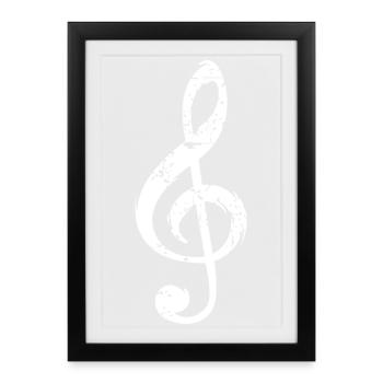 scratch Clef de musique - Musiciens et groupes - Affiche encadrée (27 × 37 cm) - noir - Devant