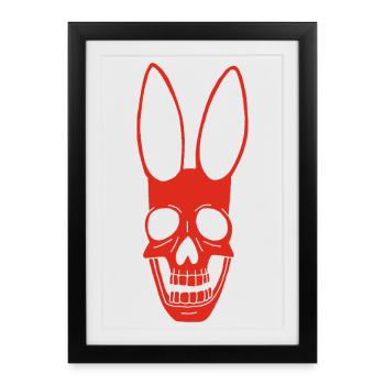 Red Rabbit Skull - Framed poster (27 × 37 cm) - black - Front