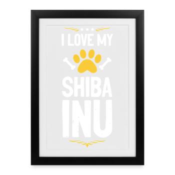 J’adore mon Shiba Inu - Affiche encadrée (27 × 37 cm) - noir - Devant
