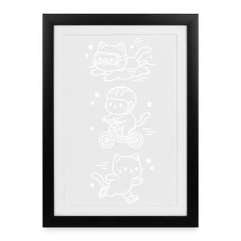 Triathlete Kawaii Cats - Framed poster (27 × 37 cm) - black - Front