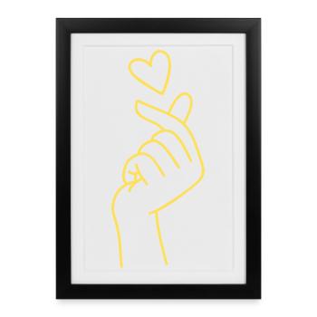 Golden Heart Hand Sign - Framed poster (27 × 37 cm) - black - Front