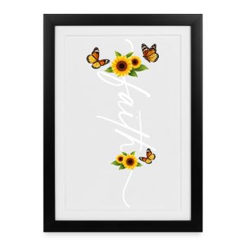 Positivité chrétienne du tournesol Religion de Dieu - Affiche encadrée (27 × 37 cm) - noir - Devant