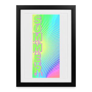 Rayons de soleil d’été néon - Affiche encadrée (27 × 37 cm) - noir - Devant