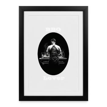 BBQ Lover blanc - Affiche encadrée (27 × 37 cm) - noir - Devant
