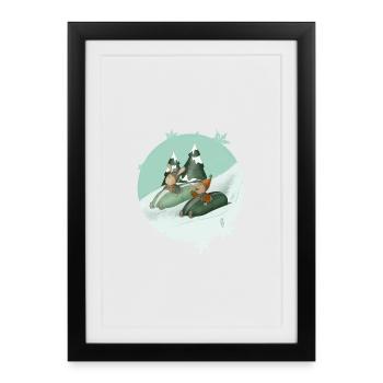 Lapin_taupe_luge - Framed poster (27 × 37 cm) - black - Front
