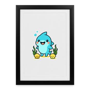 Dolphin Underwater Delight - Framed poster (27 × 37 cm) - black - Front