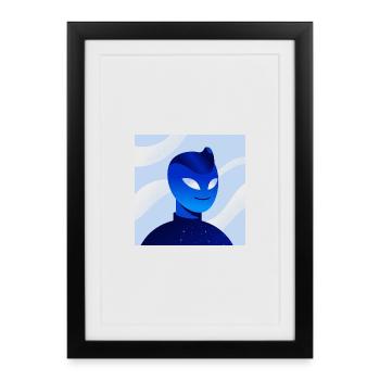 Blue Gradient Mask Avatar - Gerahmtes Poster (27 × 37 cm) - Schwarz - Vorne