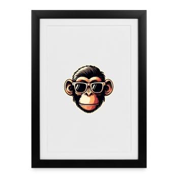 Lunettes de singe cool - Affiche encadrée (27 × 37 cm) - noir - Devant