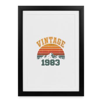 Vintage 1983 Retro Mountain Birthday 1983 - Framed poster (27 × 37 cm) - black - Front