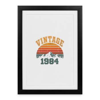 Vintage 1984 Anniversaire Montagne Rétro 1984 - Affiche encadrée (27 × 37 cm) - noir - Devant