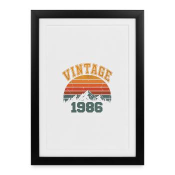 Vintage 1986 Retro Mountain Birthday 1986 - Framed poster (27 × 37 cm) - black - Front