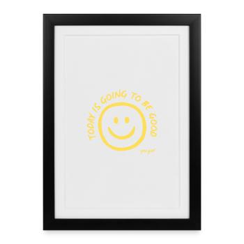 Yes Girl Smile Handzeichnung Gelb - today good - Affiche encadrée (27 × 37 cm) - noir - Devant