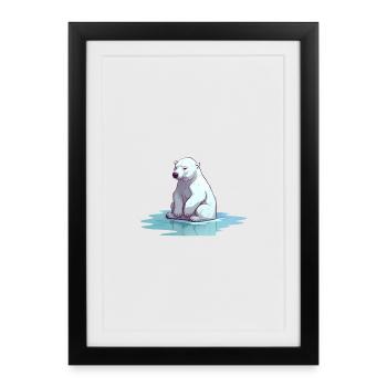 Ours polaire sans glace Changement climatique - Affiche encadrée (27 × 37 cm) - noir - Devant