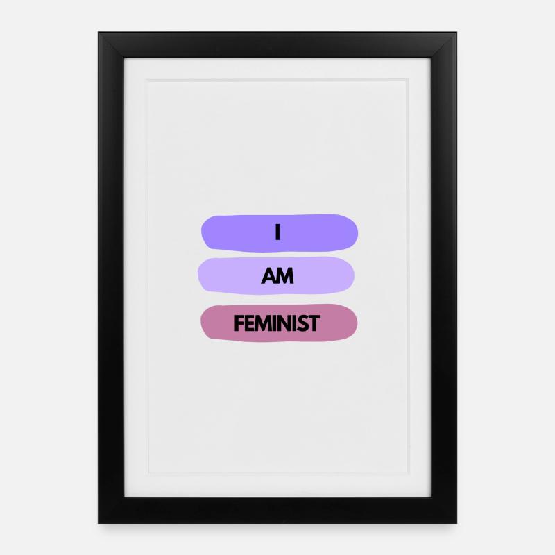 💜✊ I AM FEMINIST – Statement Shirt - Gerahmtes Poster (27 × 37 cm) - Schwarz