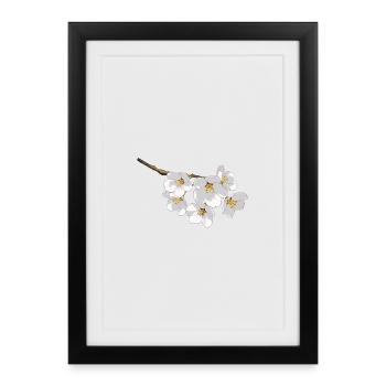 fleurs de cerisier blanc japonais - Affiche encadrée (27 × 37 cm) - noir - Devant