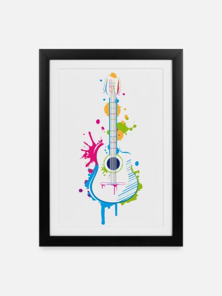 Graffiti guitar - Framed poster (27 × 37 cm) - black