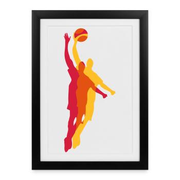 Basketball player with a basketball - Framed poster (27 × 37 cm) - black - Front