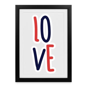 Typographie d’amour Rouge marine - Affiche encadrée (27 × 37 cm) - noir - Devant