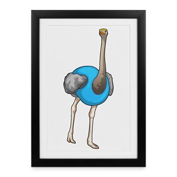 Athlétisme de jogging autruche - Affiche encadrée (27 × 37 cm) - noir - Devant