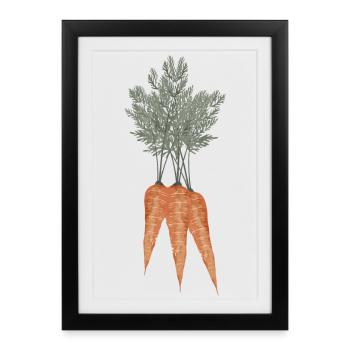 Nostalgischer Karotten Bund als Vintage Zeichnung - Gerahmtes Poster (27 × 37 cm) - Schwarz - Vorne