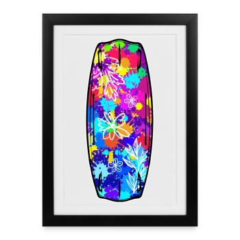 Planche de surf, Surf, Wakeboard, Sports nautiques, Wakesurf - Affiche encadrée (27 × 37 cm) - noir - Devant