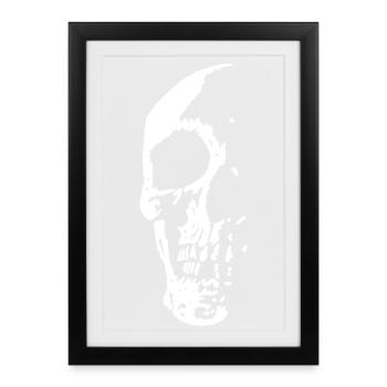 Crâne dans la pénombre - Affiche encadrée (27 × 37 cm) - noir - Devant