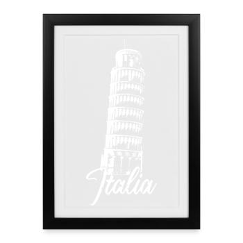 Italy leaning tower of pisa illustration icon - Framed poster (27 × 37 cm) - black - Front