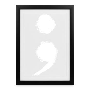Semicolon symbol Mental Health Awareness - Framed poster (27 × 37 cm) - black - Front