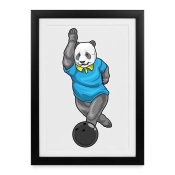 Panda Bowling Boule de bowling - Affiche encadrée (27 × 37 cm) - noir - Devant