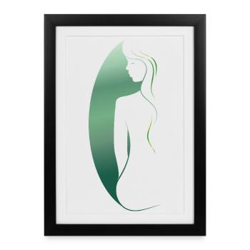 Grüne Frauensilhouette – stilvoll & harmonisch - Gerahmtes Poster (27 × 37 cm) - Schwarz - Vorne