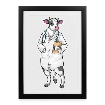 Cow Doctor Stethoscope - Framed poster (27 × 37 cm) - black - Front